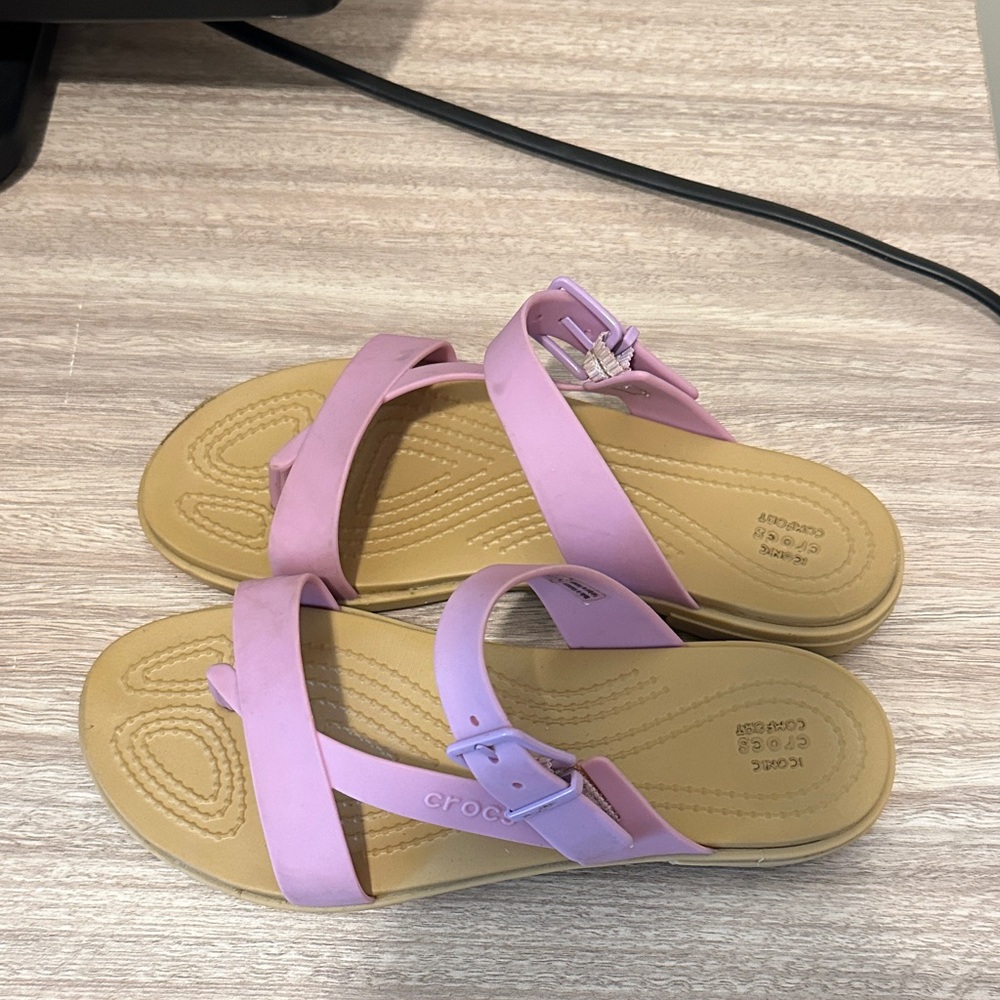 CROCS Women's Lavender and Tan Sandals